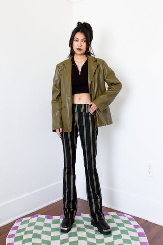 Urban Outfitters Jules Faux Leather Blazer in Olive