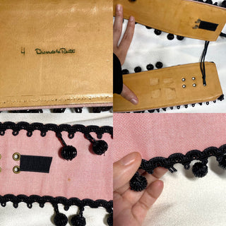 Vintage Oscar de la Renta Silk Leather Belt with Beaded Balls