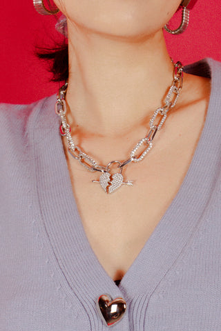 Heartbreaker Rhinestone Pendant Necklace