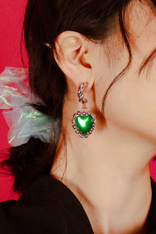 Emerald Heart Drop Earring