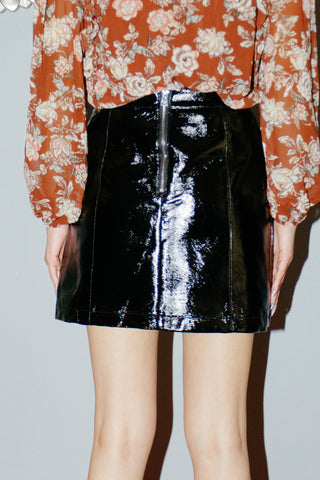 Topshop Black Faux Leather Vinyl Mini Skirt
