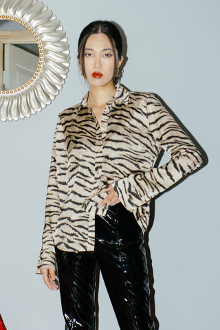 MICHAEL Michael Kors Satin Zebra Animal Print Blouse