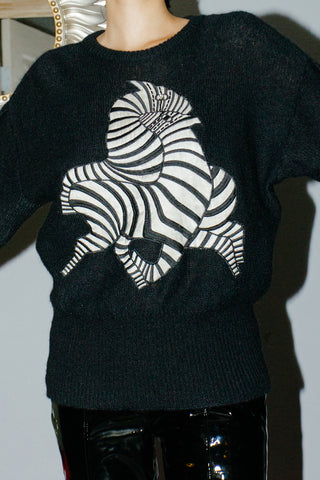 Vintage Escada Zebra Mohair Crewneck Sweater