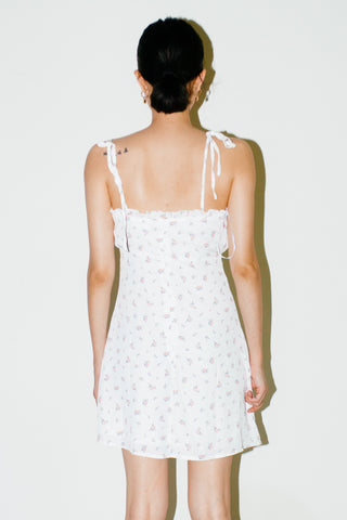 Lulus Be a Wildflower White Floral Print Tie-Strap Mini Dress