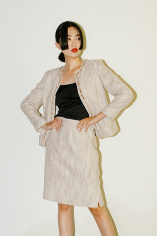 Pendleton Beige Tweed Jacket & Skirt 2-Piece Set