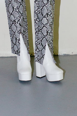 Truffle Collection Platform Block Heel Boot in White