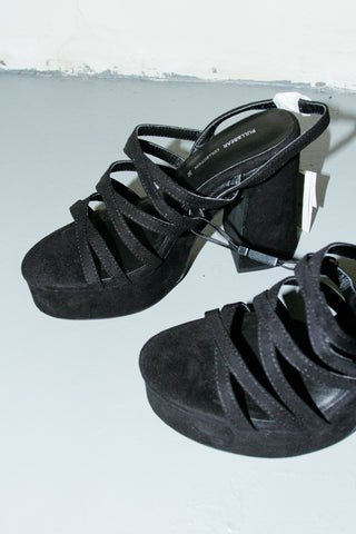 Pull & Bear Velvet Strappy Platform Heel Sandals