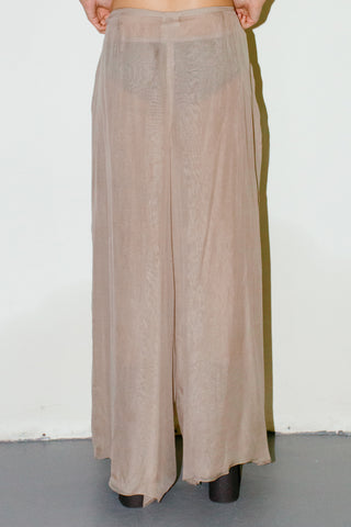 Vintage Giorgio Armani Taupe Semi Sheer Silk Crepe Pant