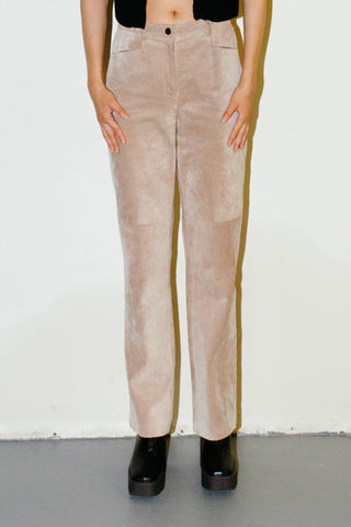 Vintage Worth Taupe Suede Leather Pant