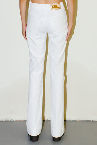 Ralph Lauren 748 Flare Leg with RL Gold Logo White Jeans