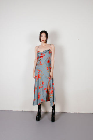 ASTR The Label Gaia Floral Midi Dress in Teal Raspberry