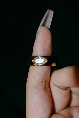 18k Gold Plated Statement Ring with Eye Stone