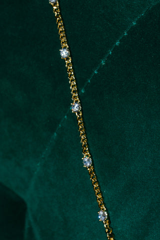 18k Gold Plated Statement Cuban Link Bracelet with Stones