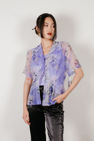 Vintage Rebecca Malone Floral Sheer Blouse 2-Piece