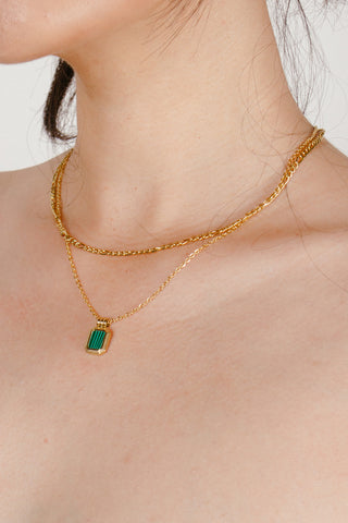 18k Gold Plated Layered Necklace with Stone in Turquoise