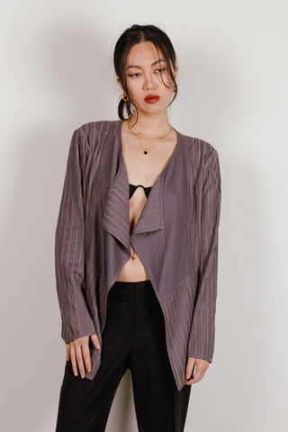 My Tribe Leather Stripes Open Front Cardigan Jacket