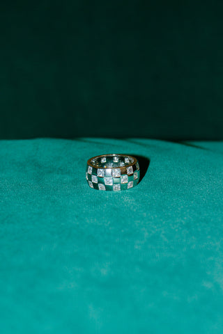 Luv Aj Checkerboard CZ Ring in Silver