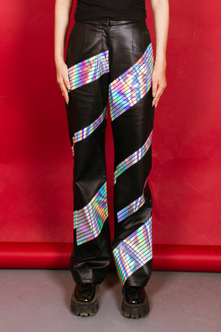 Materiel Holographic Stripe Vegan Leather Trousers
