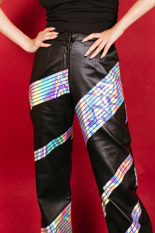 Materiel Holographic Stripe Vegan Leather Trousers