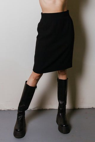 Vintage Escada Black Wool Midi Skirt