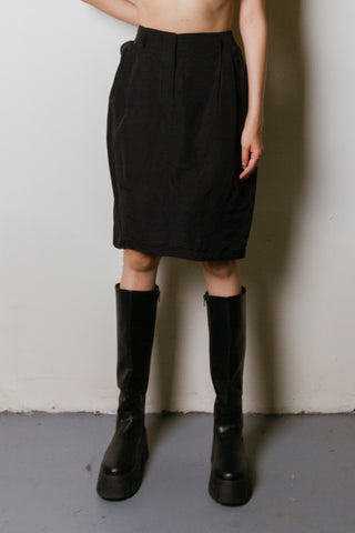 Vintage Max Mara Technical Linen Nylon Blend Pleated Midi Skirt