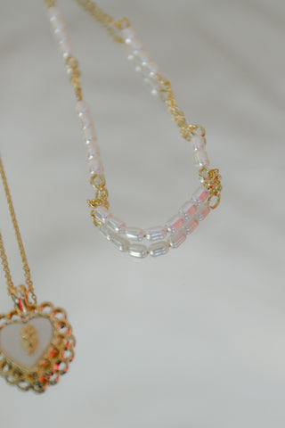 Rose Heart Pendant Necklace Set