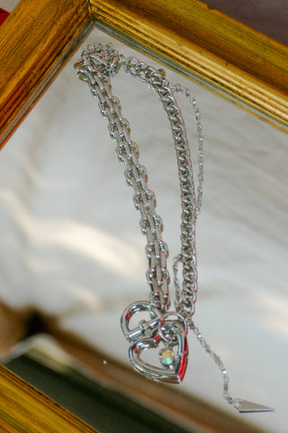 Asymmetrical Heart Chain Layer Necklace
