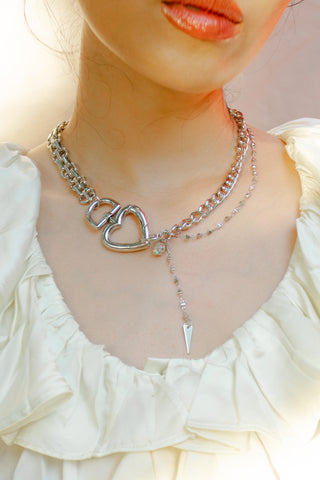 Asymmetrical Heart Chain Layer Necklace