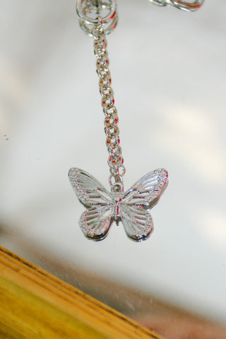 Butterfly Pendant Necklace Set in Silver
