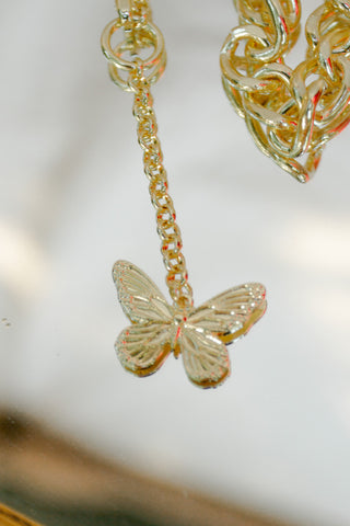 Butterfly Pendant Necklace Set in Gold