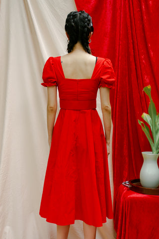 STAUD Maryann Cotton Belted Dress