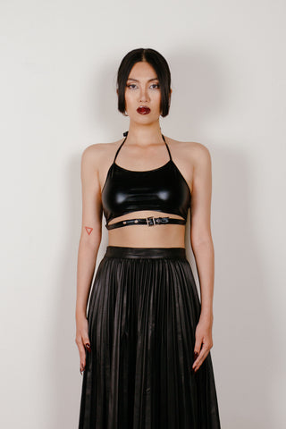 High Shine Halter Top with Buckle