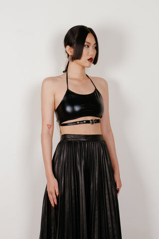 High Shine Halter Top with Buckle