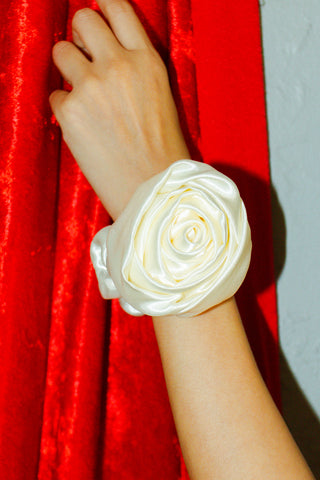 White Rose Satin Scrunchie