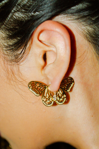 Butterfly Huggie Hoop Earring in Gold