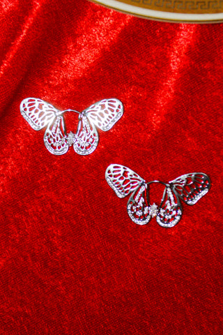Butterfly Huggie Hoop Earring in Silver