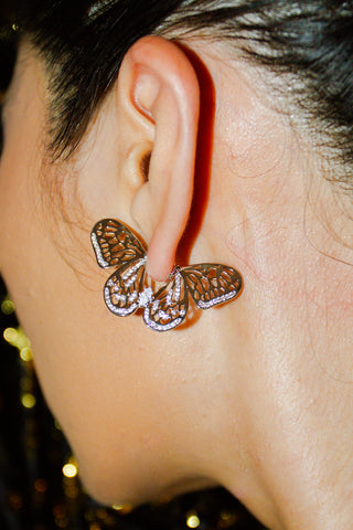 Butterfly Huggie Hoop Earring in Silver