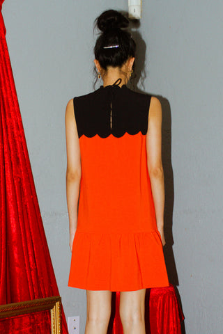 Victoria Beckham for Target Scallops Black Orange Dress
