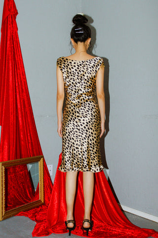Vintage Bloomingdale's Silk Leopard Dress with Beads