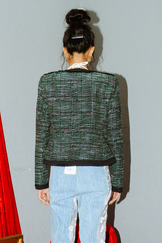 Karl Lagerfeld Paris Tweed Jacket with Fringe