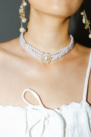 Faux Pearl Layered Pendant Necklace