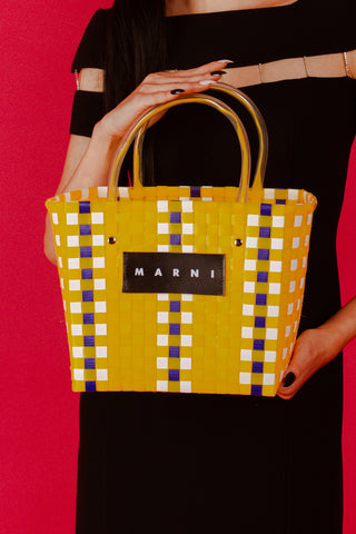 Marni Market Woven Charity Basket Shopping Tote Bag